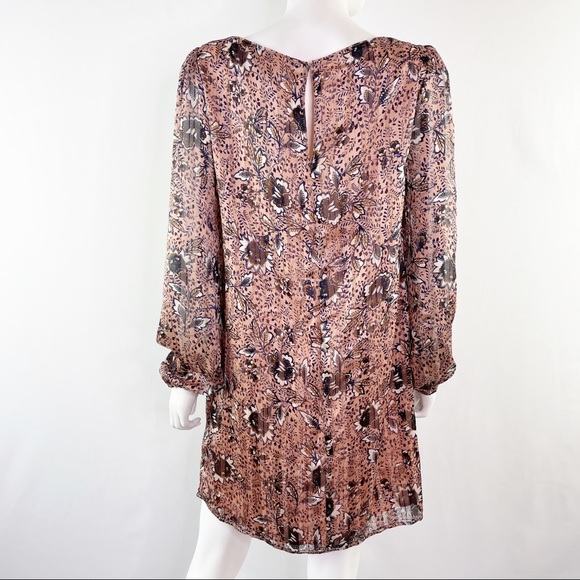 NEW Lulus Size M Blush Pink Floral ASHFORD Shift Dress Metallic Pinstripe - Picture 7 of 13